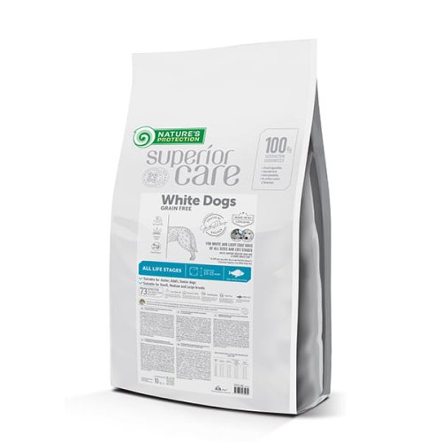 nature's protection superior care white dogs white fish grain free all sizes all life stages 10kg  karma sucha dla psa