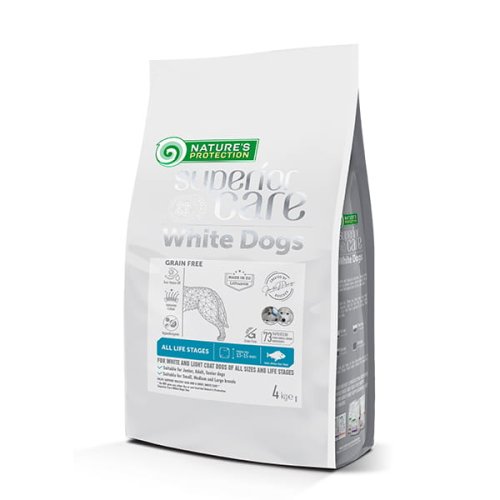 nature's protection superior care white dogs white fish grain free all sizes all life stages 4kg karma sucha dla psa