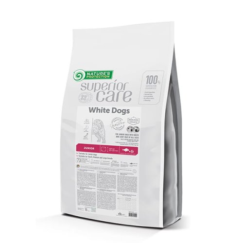 nature's protection superior care white dogs white fish & rice junior all sizes 10kg karma sucha dla psa