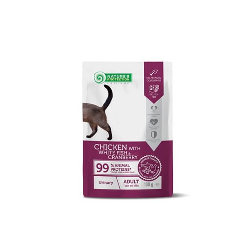 natures protection urinary adult cat chicken with white fish and cranberry 100g karma mokra dla kota