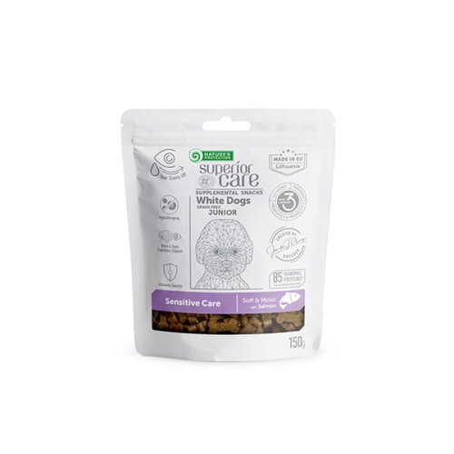 natures protection white dogs grain free sensitive care with salmon junior all breeds 150g 