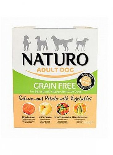 naturo grain free Łosoś, ziemniaki i warzywa 400g  zestaw 7szt. karma bezzbożowa