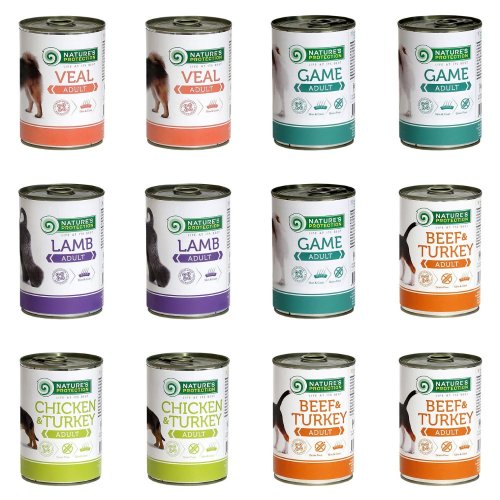  natures protection puszki 400g x 12szt mix  6 smaków karma mokra dla psa