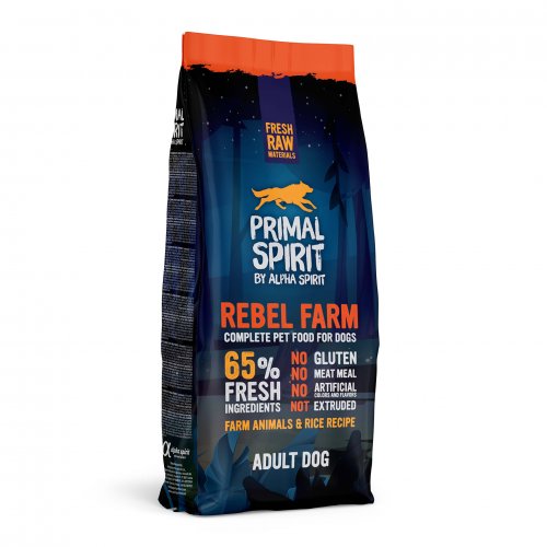 primal spirit 65% rebel farm 12kg kura 45%, ryba 20%