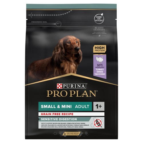 pro plan sensitive digestion small & mini adult 2,5kg bezzbożowa karma dla psów bogata w indyka