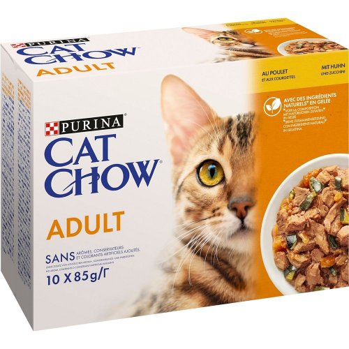 purina cat chow adult kurczak cukinia multipack 10x85g pełnoporcjowa karma dla kotów.