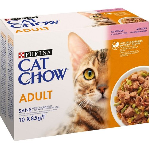 purina cat chow adult Łosoś zielona fasolka multipack 10x85g pełnoporcjowa karma dla kotów