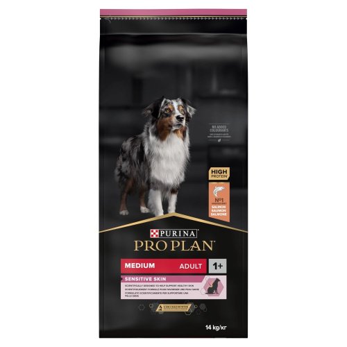 purina pro plan optiderma medium adult sensitive skin łosoś 14kg  bezglutenowa karma sucha dla dorosłych psów średnich ras o wrażliwej skórze