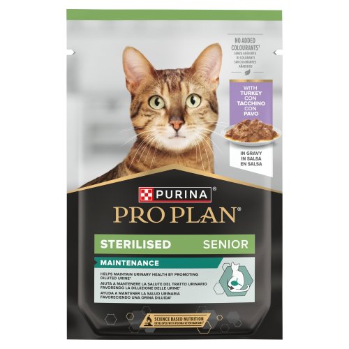 purina pro plan sterilised senior z indykiem 85g mokra karma dla kotów kastrowanych powyżej 7 roku życia.
