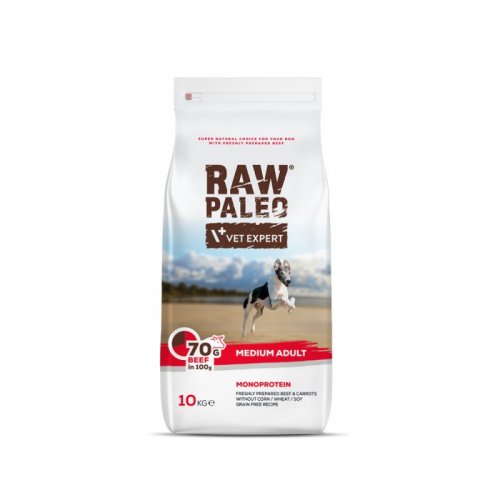 vetexpert raw paleo medium adult beef 10kg  monoproteinowa karma dla średnich ras