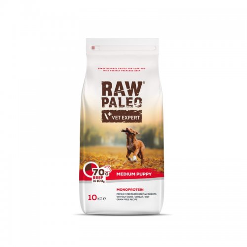 vetexpert raw paleo medium puppy beef 10kg  monoproteinowa karma dla szczeniąt średnich ras