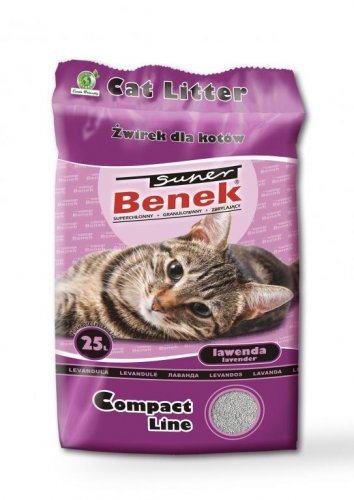 super benek compact zapachowy lawenda 25l = 20kg  zestaw 2szt. ciemny fiolet, żwirek dla kota