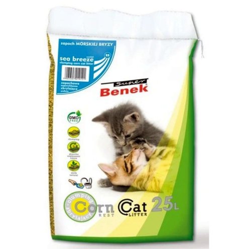 super benek corn cat morska bryza 25l zapachowy, kukurydziany żwirek dla kota