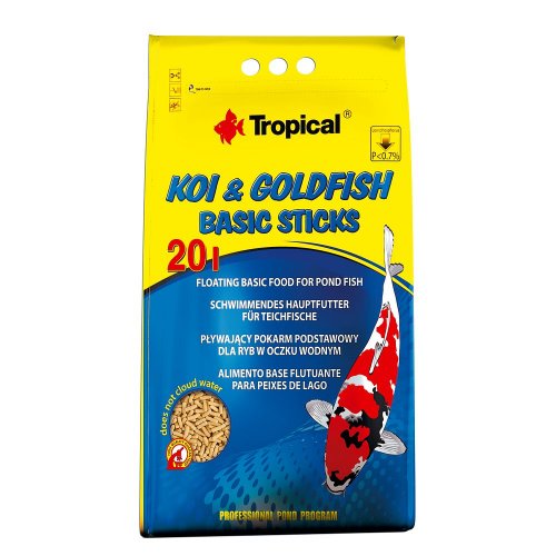 tropical pond koi&goldfish basic sticks 20l worek pływające pałeczki, 1600g 