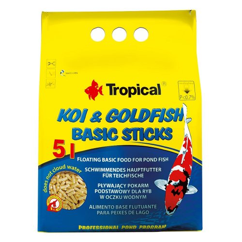 tropical pond koi&goldfish basic sticks 5l worek pływające pałeczki, 400g 