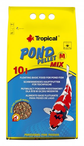 tropical pond pellet mix m 10l worek pływające kulki pelletu, 1100g