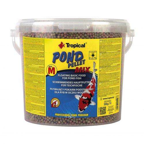 tropical pond pellet mix m 5l wiadro pływające kulki pelletu, 550g