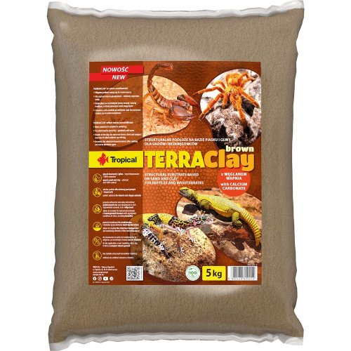 tropical terraclay brown 5kg glina do terrarium formowalne brązowe podłoże do terrarium