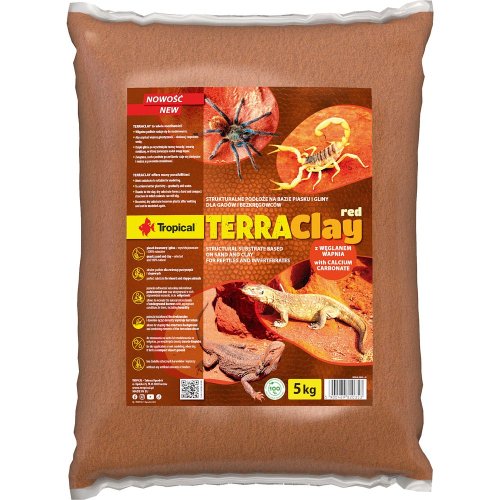 tropical terraclay red 5kg glina do terrarium formowalne czerwone podłoże do terrarium