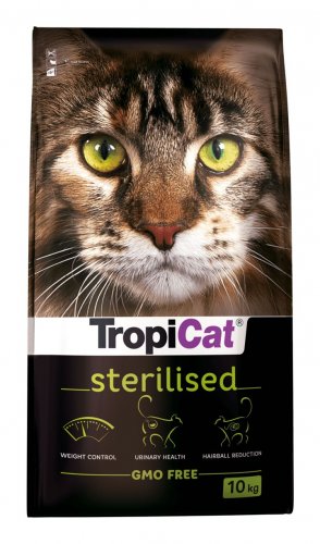 tropicat sterilised 10kg  karma pełnoporcjowa dla dorosłych sterylizowanych kotów. 