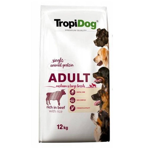 tropidog premium adult medium & large beef & rice 12kg dla średnich i dużych ras z wołowiną i ryżem