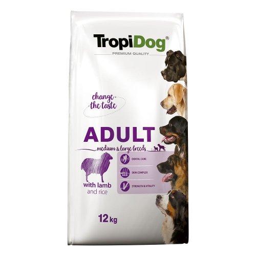 tropidog premium adult medium & large lamb & rice 12kg karma dla średnich i dużych psów z jagnięciną i ryżem