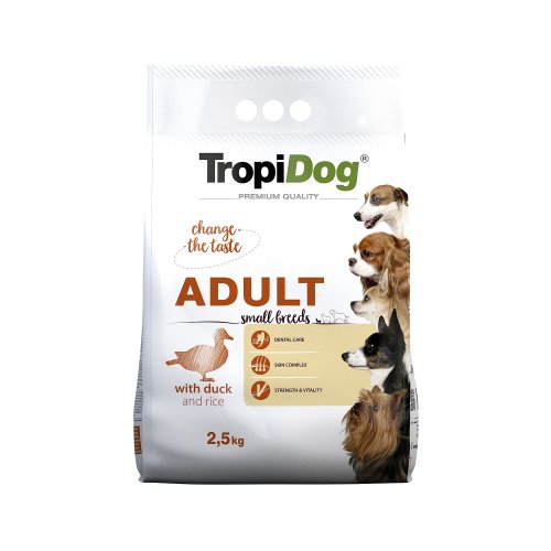 tropidog premium adult small duck & rice 2,5kg karma dla małych ras z kaczką i ryżem