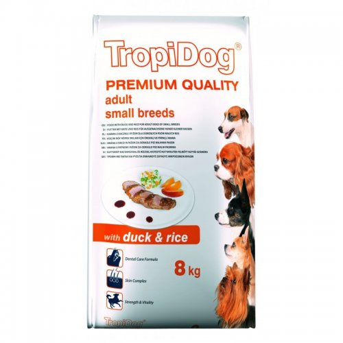 tropidog premium adult small duck & rice 8kg karma dla małych ras z kaczką i ryżem