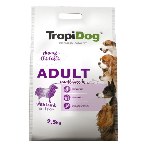 tropidog premium adult small lamb & rice 2,5kg dla dorosłych psów małych ras z jagnięciną i ryżem