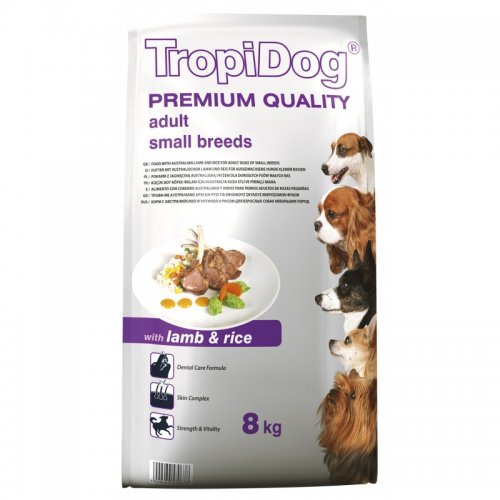 tropidog premium adult small lamb & rice 8kg dla dorosłych psów małych ras z jagnięciną i ryżem