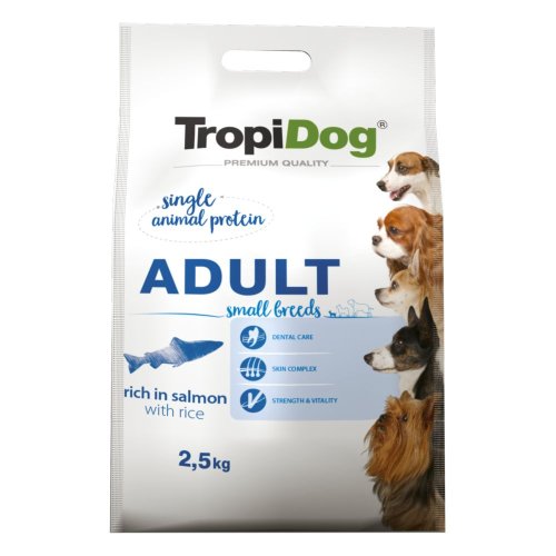 tropidog premium adult small salmon & rice 2,5kg karma dla małych ras z łososiem i ryżem