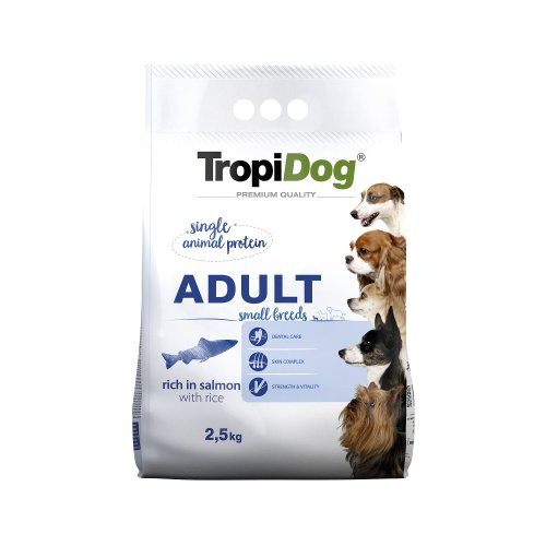 tropidog premium adult small salmon & rice 2,5kg karma dla małych ras z łososiem i ryżem