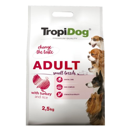 tropidog premium adult small turkey & rice 2,5kg karma dla małych ras z indykiem i ryżem