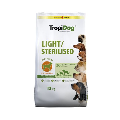tropidog premium light / sterilised 12kg wsparcie odchudzania i stabilizacja wagi