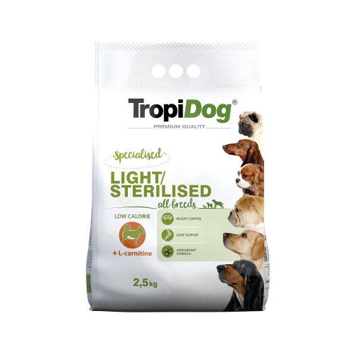 tropidog premium light / sterilised 2,5kg wsparcie odchudzania i stabilizacja wagi