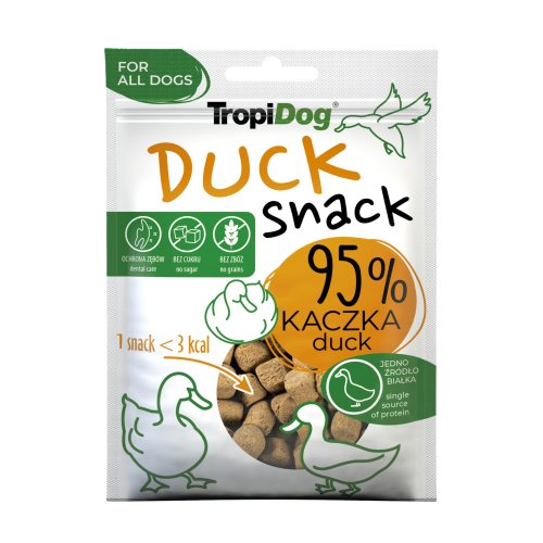 tropidog snack duck 70g przekąska z kaczki aż 95% kaczki, jedno źródło białka