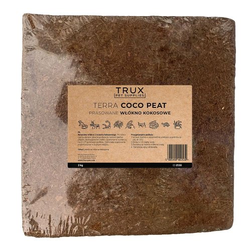 trux terra coco peat 2kg podłoże kokosowe, brykiet kokosowy, kostka kokosowa podłoże do terrarium