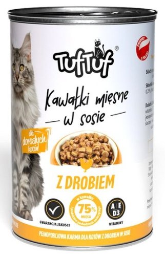 tuf tuf kawałki mięsne z drobiem dla kota puszka 415g karma mokra dla kota