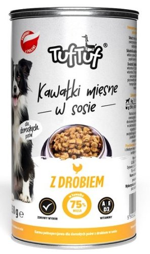 tuf tuf kawałki mięsne z drobiem dla psa puszka 415g karma mokra dla psa