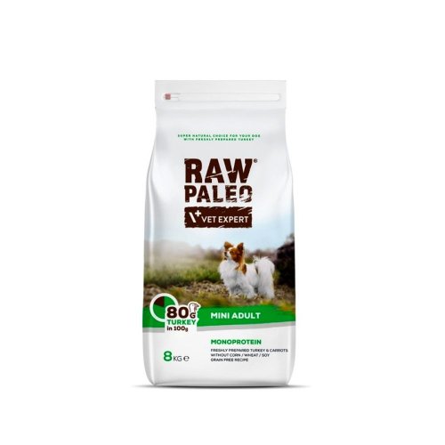 vetexpert raw paleo adult mini 8kg monoproteinowa karma dla małych ras