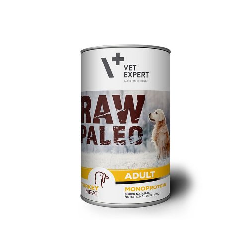 vetexpert raw paleo karma dla psów dorosłych indyk 400g monoproteinowa, naturalna, bezzbożowa
