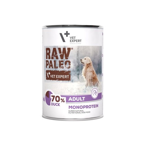 vetexpert raw paleo karma dla psów dorosłych kaczka 400g karma mokra dla psa