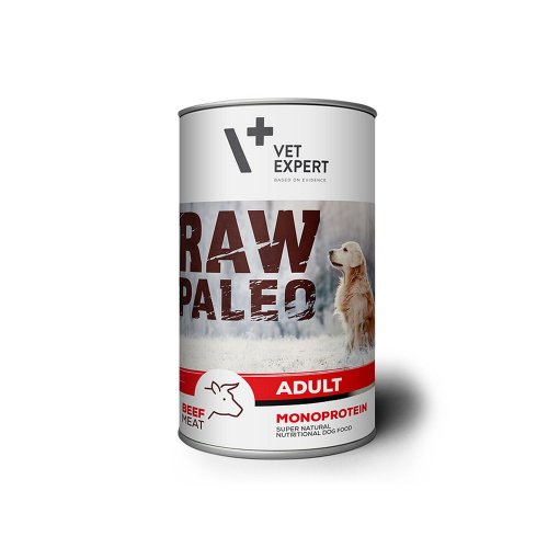vetexpert raw paleo karma dla psów dorosłych wołowina 400g monoproteinowa, naturalna, bezzbożowa