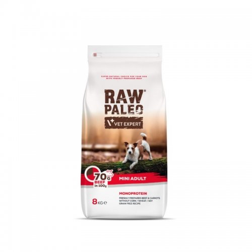 vetexpert raw paleo mini adult beef 8kg dla małych ras z wołowiną