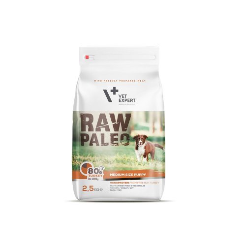 vetexpert raw paleo puppy medium 2,5kg monoproteinowa karma dla szczeniąt średnich ras