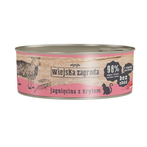 wiejska zagroda kot jagnięcina z krylem 85g puszka   zestaw 6szt. karma mokra dla dorosłych kotów