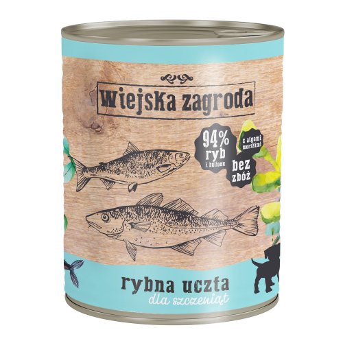 wiejska zagroda rybna uczta dla szczeniąt 800g karma mokra dla szczeniąt